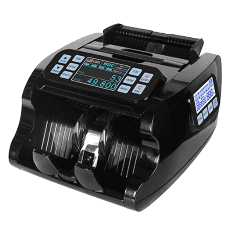 מכונה מסכמת לספירת שטרות עם זיהוי זיופים וצג צדדי